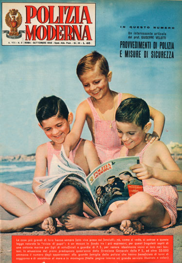 ROMA, 1956 Copertina estiva del numero di settembre del 1956 di “Polizia Moderna”